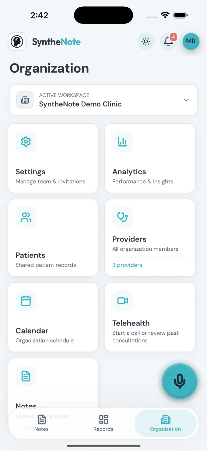 Team Collaboration in the SyntheNote app