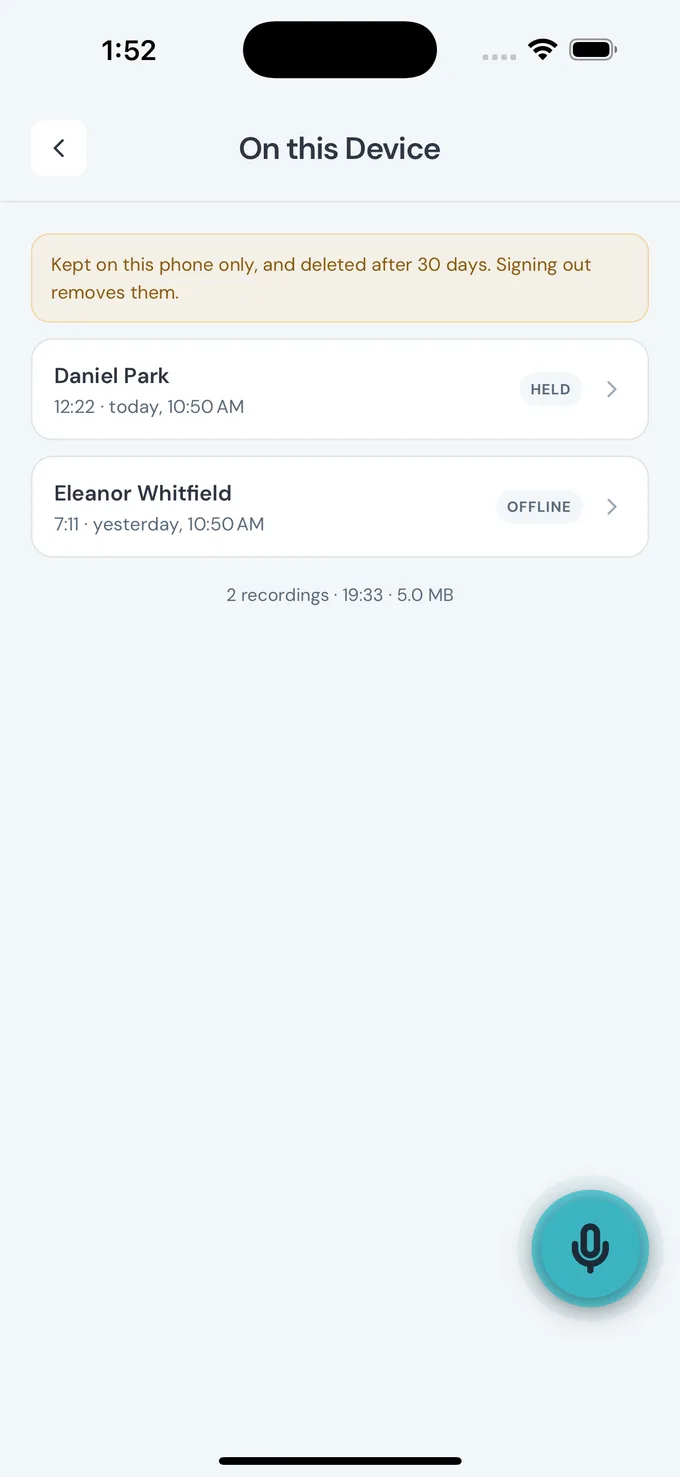 Record Without a Signal in the SyntheNote app